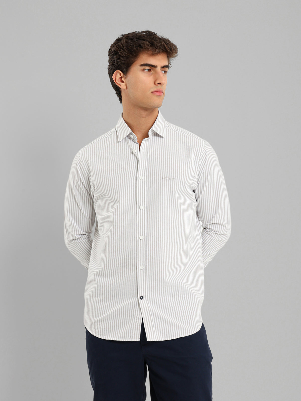 Kent Collar Striped Brushed Oxford Shirt