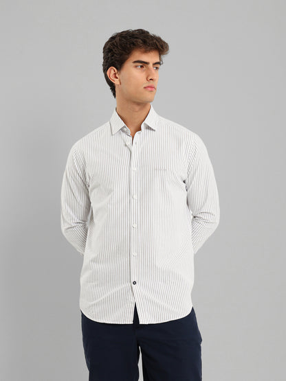 Kent Collar Striped Brushed Oxford Shirt