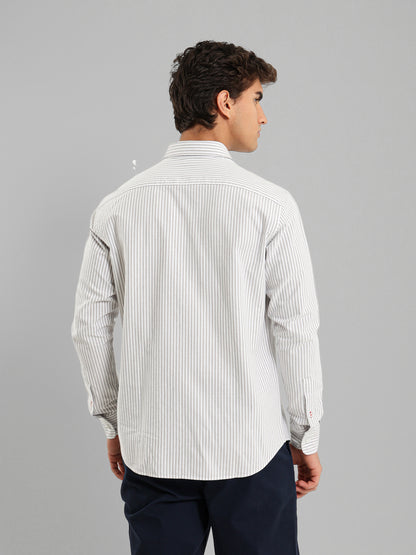 Kent Collar Striped Brushed Oxford Shirt