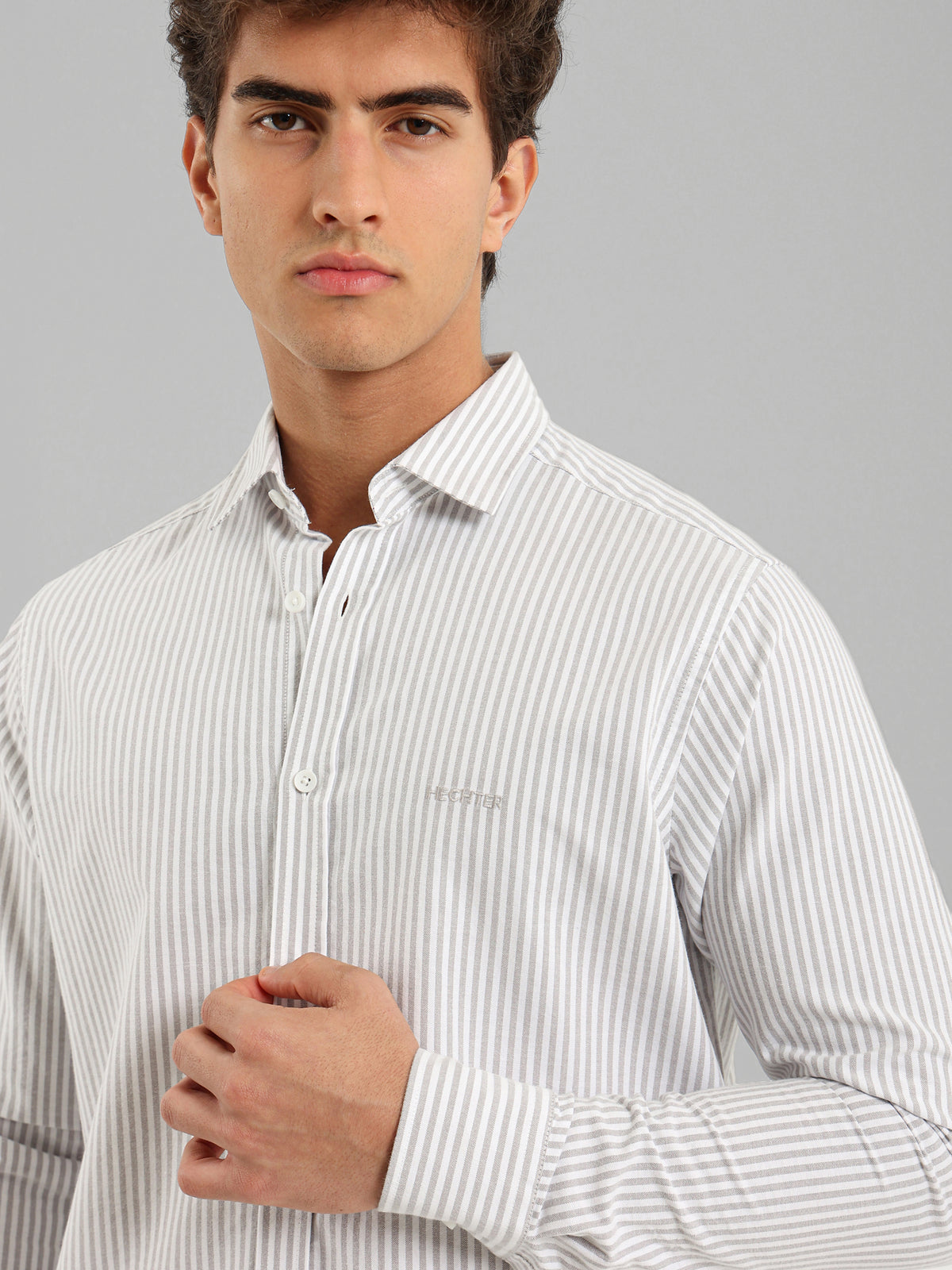 Kent Collar Striped Brushed Oxford Shirt