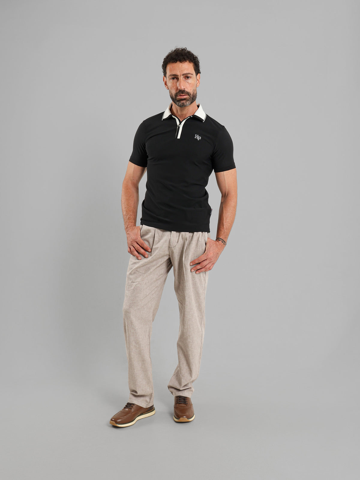 Relaxed Fit Trousers with Double Button Closure