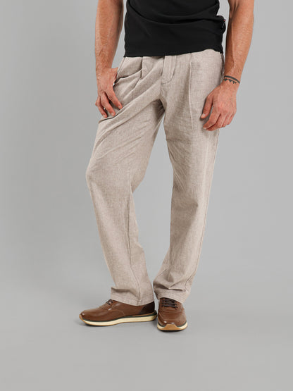 Relaxed Fit Trousers with Double Button Closure