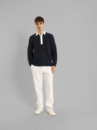 Long Sleeve Polo with Contrast Placket
