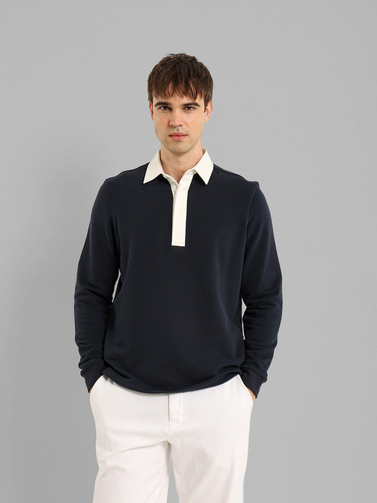 Long Sleeve Polo with Contrast Placket