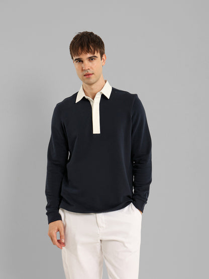 Long Sleeve Polo with Contrast Placket