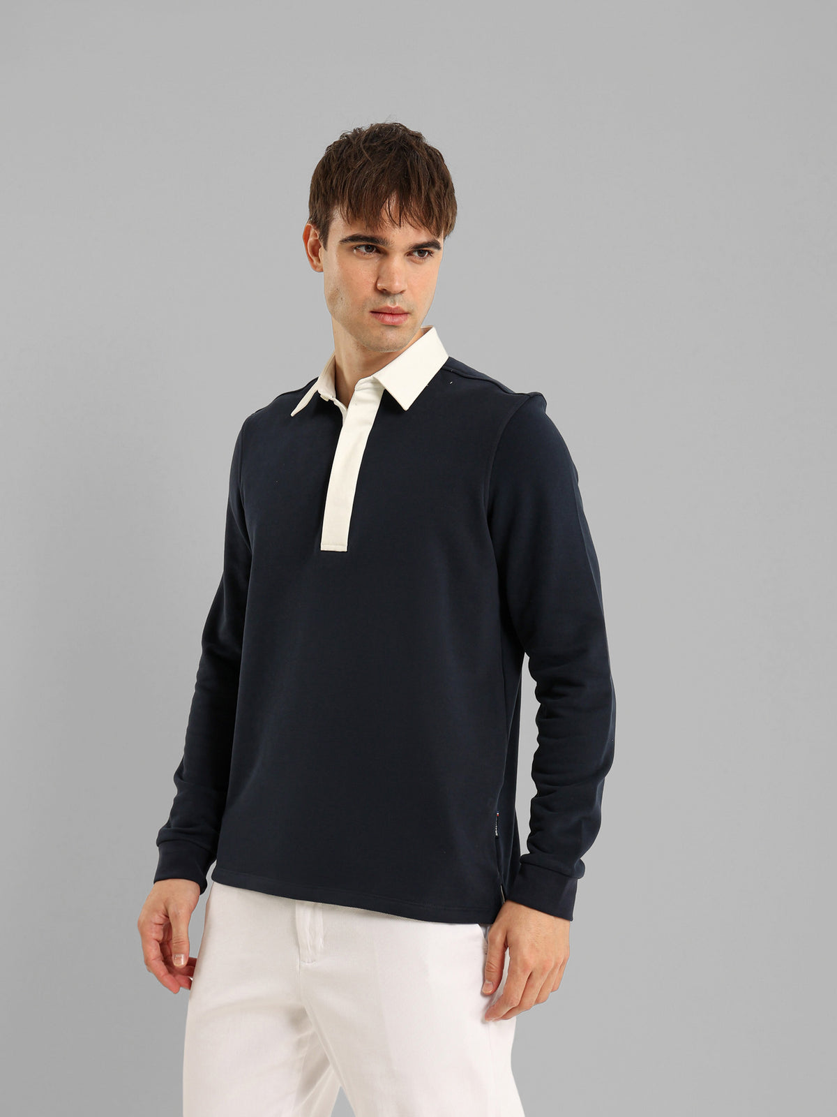 Long Sleeve Polo with Contrast Placket