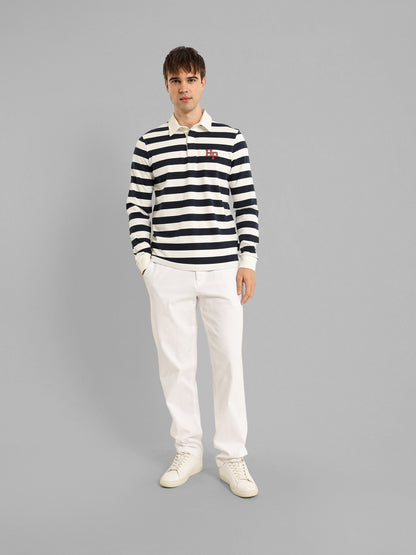 Long Sleeve Striped Polo
