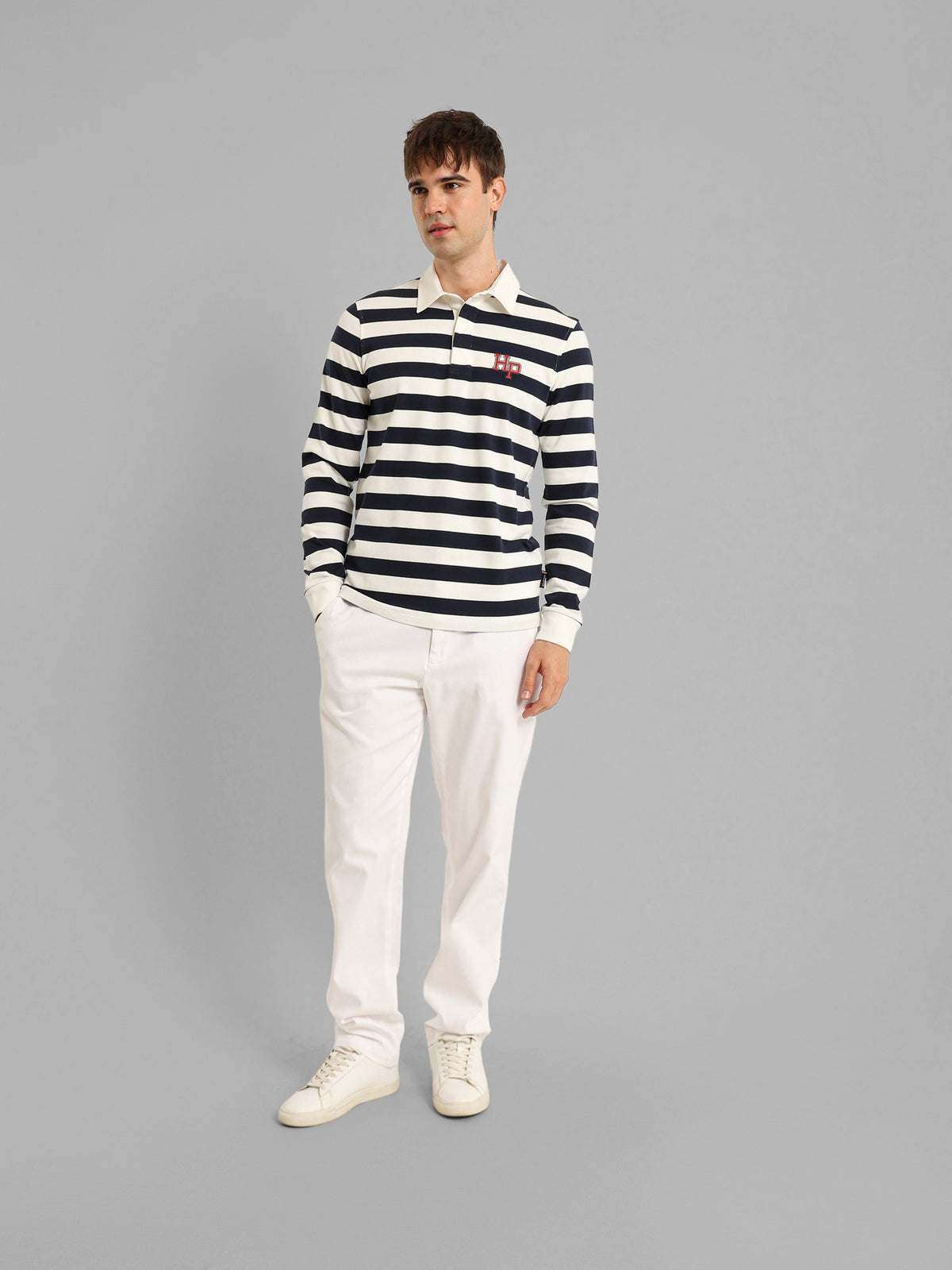 Long Sleeve Striped Polo