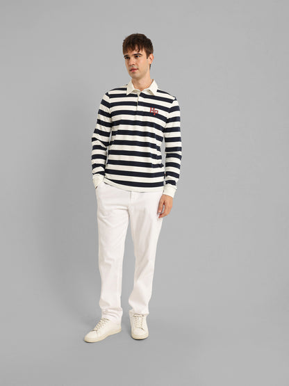 Long Sleeve Striped Polo
