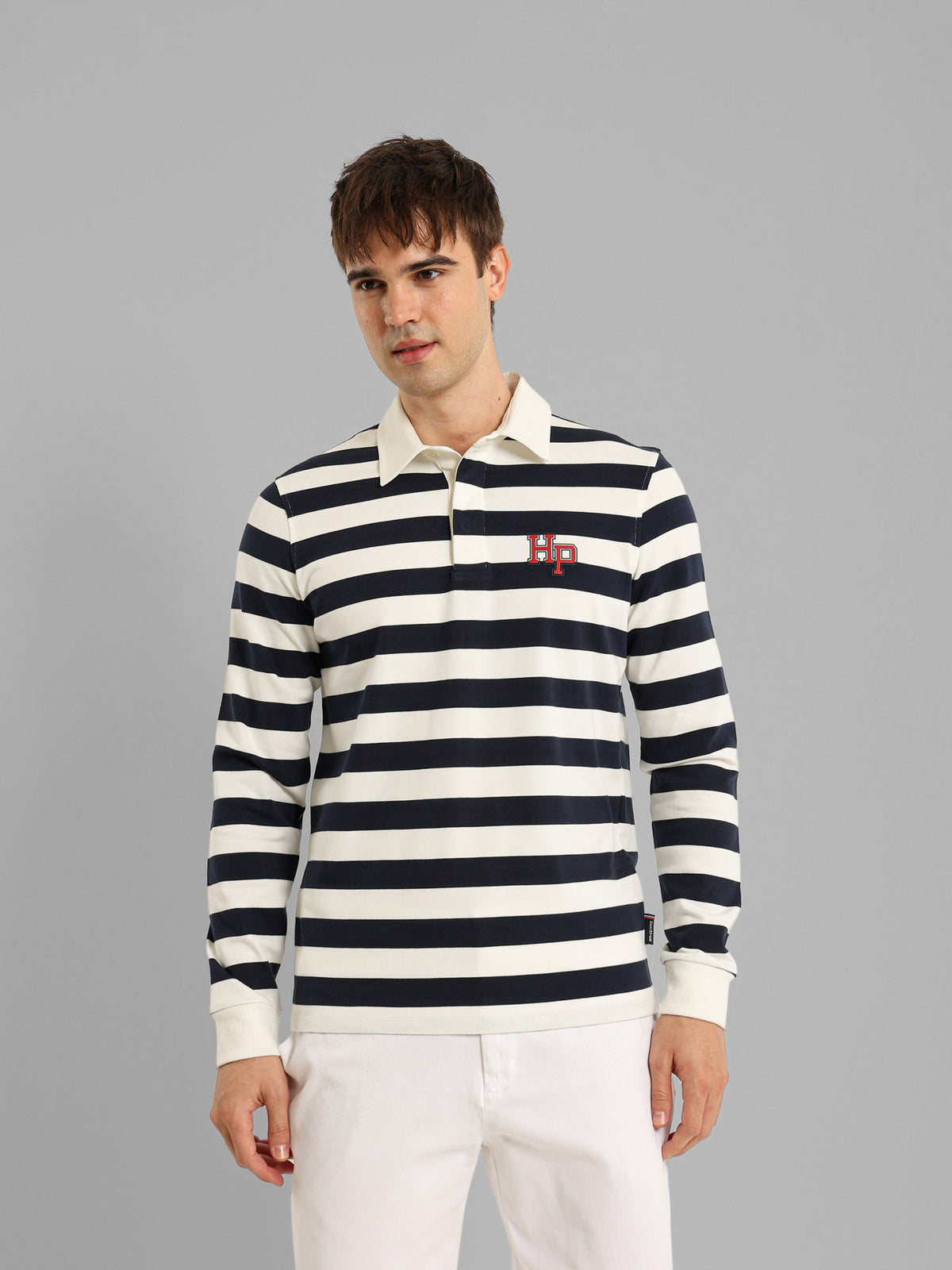 Long Sleeve Striped Polo
