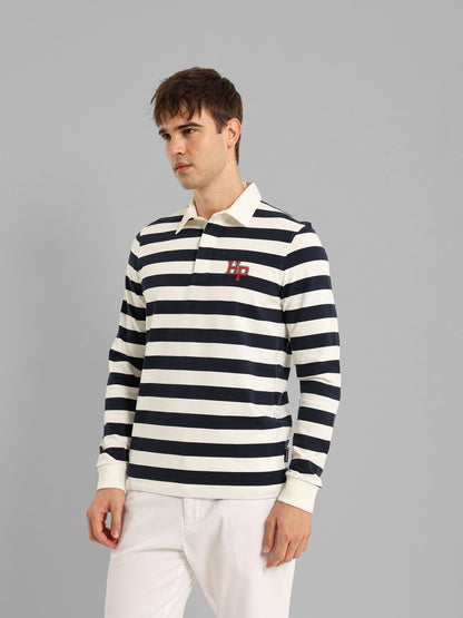 Long Sleeve Striped Polo