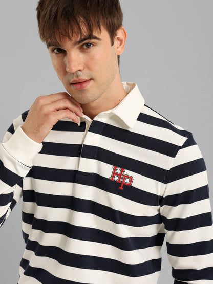 Long Sleeve Striped Polo