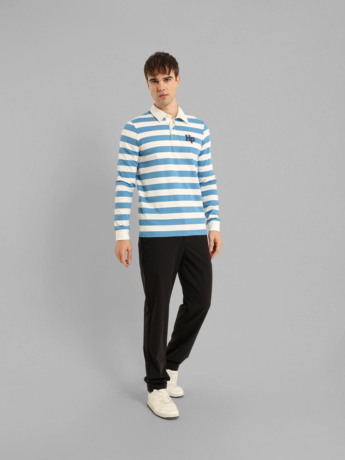 Long Sleeve Striped Polo