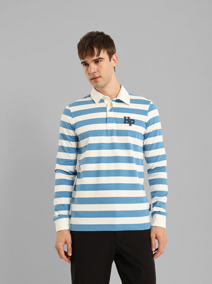 Long Sleeve Striped Polo