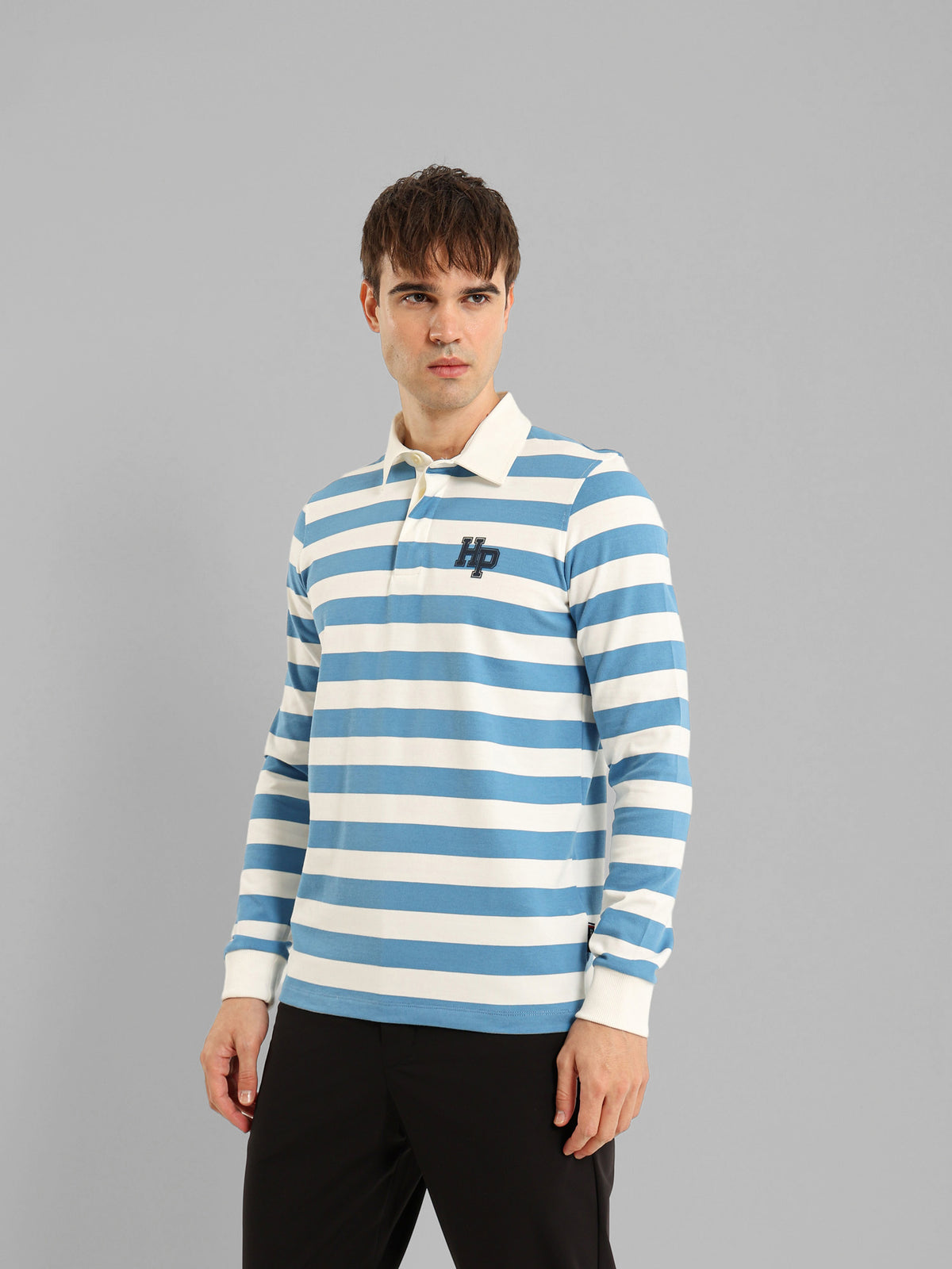 Long Sleeve Striped Polo