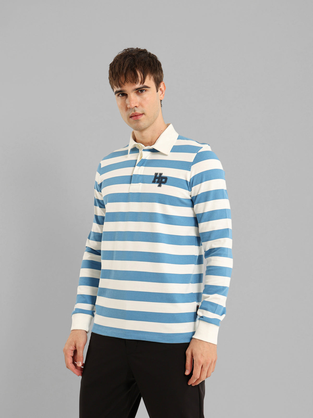 Long Sleeve Striped Polo