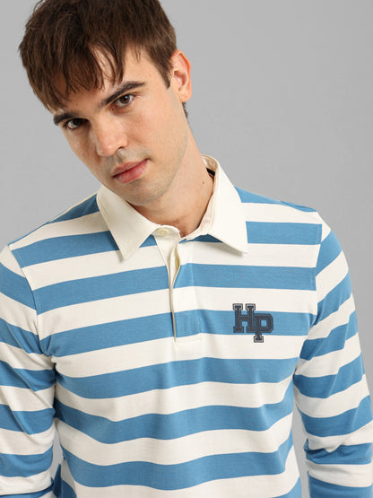 Long Sleeve Striped Polo