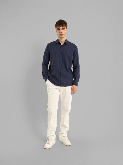 Kent Collar Melange Cotton Shirt
