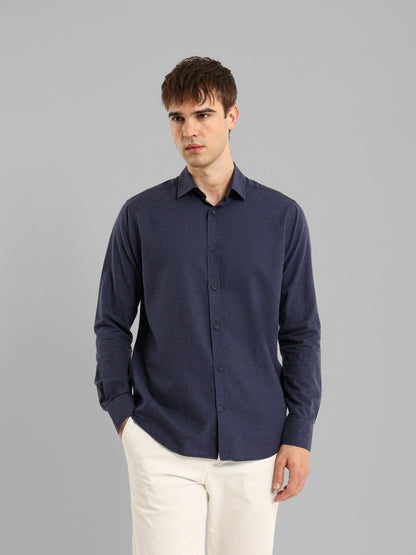 Kent Collar Melange Cotton Shirt