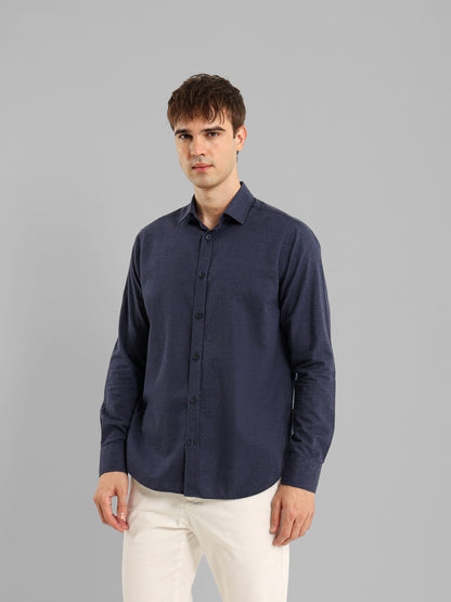 Kent Collar Melange Cotton Shirt
