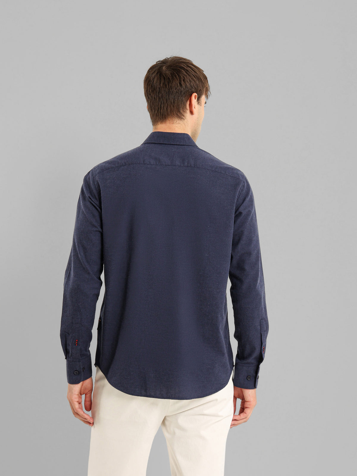 Kent Collar Melange Cotton Shirt