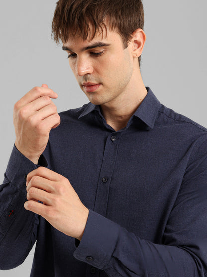 Kent Collar Melange Cotton Shirt