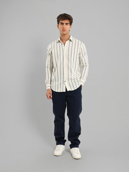 Kent Collar Cotton Tencel Striped Shirt