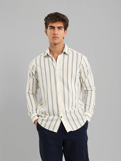 Kent Collar Cotton Tencel Striped Shirt