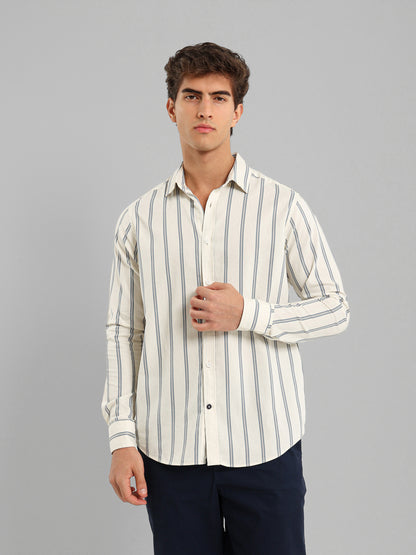 Kent Collar Cotton Tencel Striped Shirt