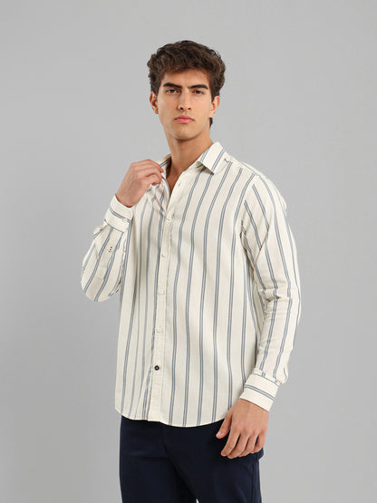 Kent Collar Cotton Tencel Striped Shirt