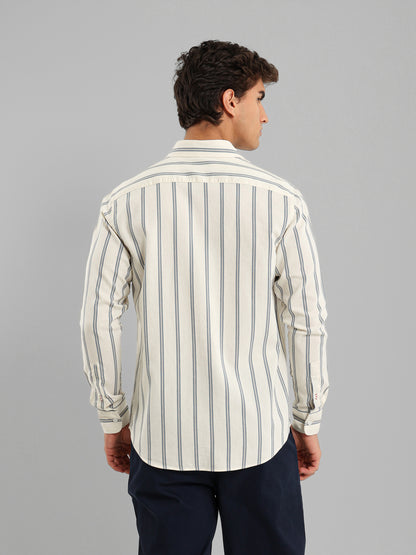 Kent Collar Cotton Tencel Striped Shirt