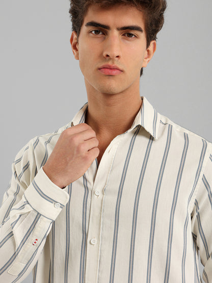 Kent Collar Cotton Tencel Striped Shirt