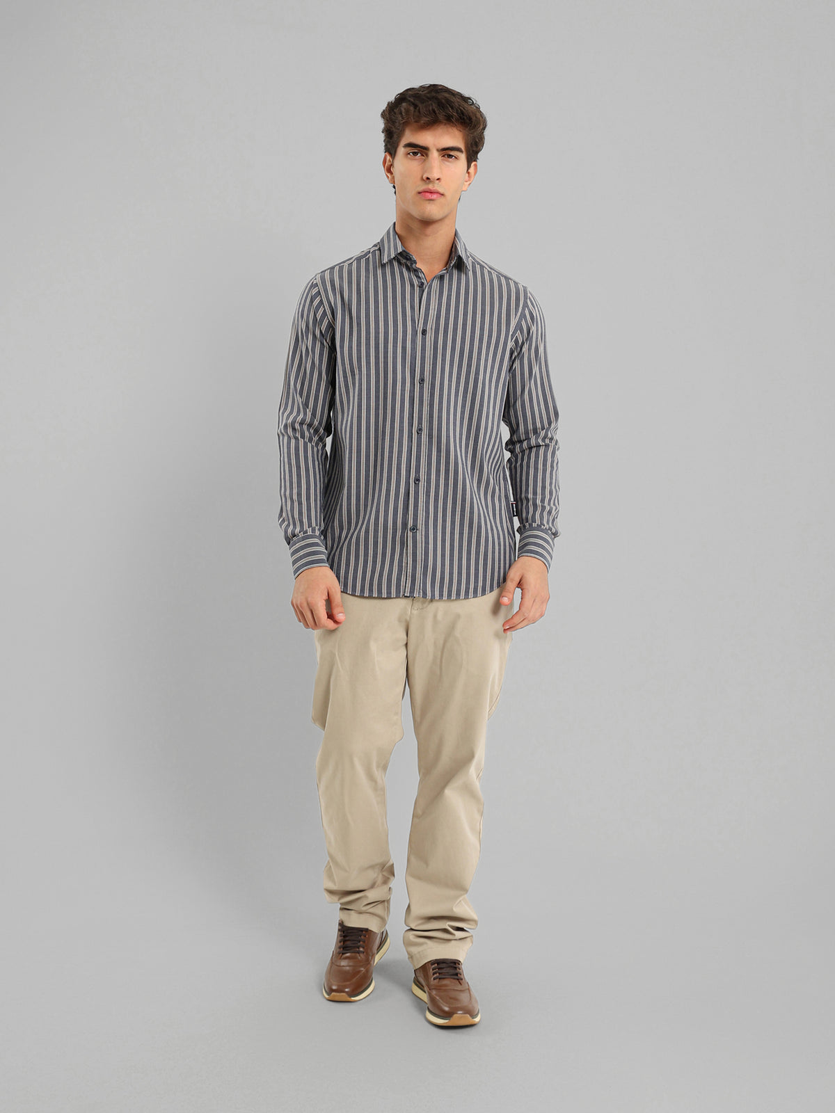 Kent Collar Cotton Tencel Striped Shirt