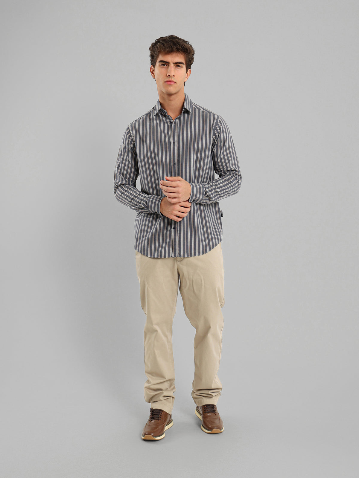 Kent Collar Cotton Tencel Striped Shirt
