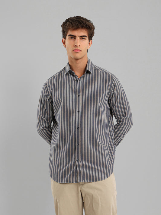 Kent Collar Cotton Tencel Striped Shirt