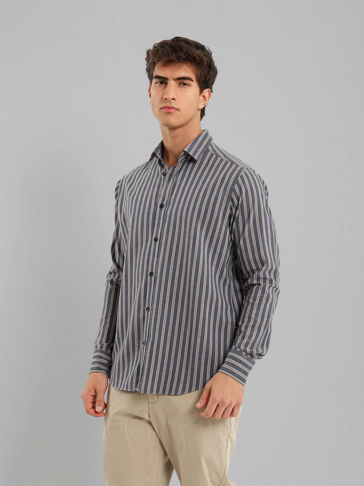 Kent Collar Cotton Tencel Striped Shirt