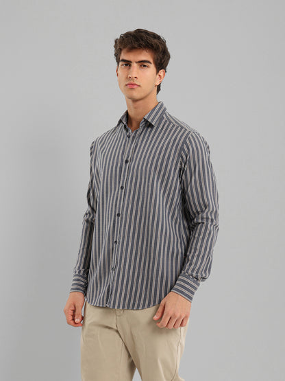 Kent Collar Cotton Tencel Striped Shirt