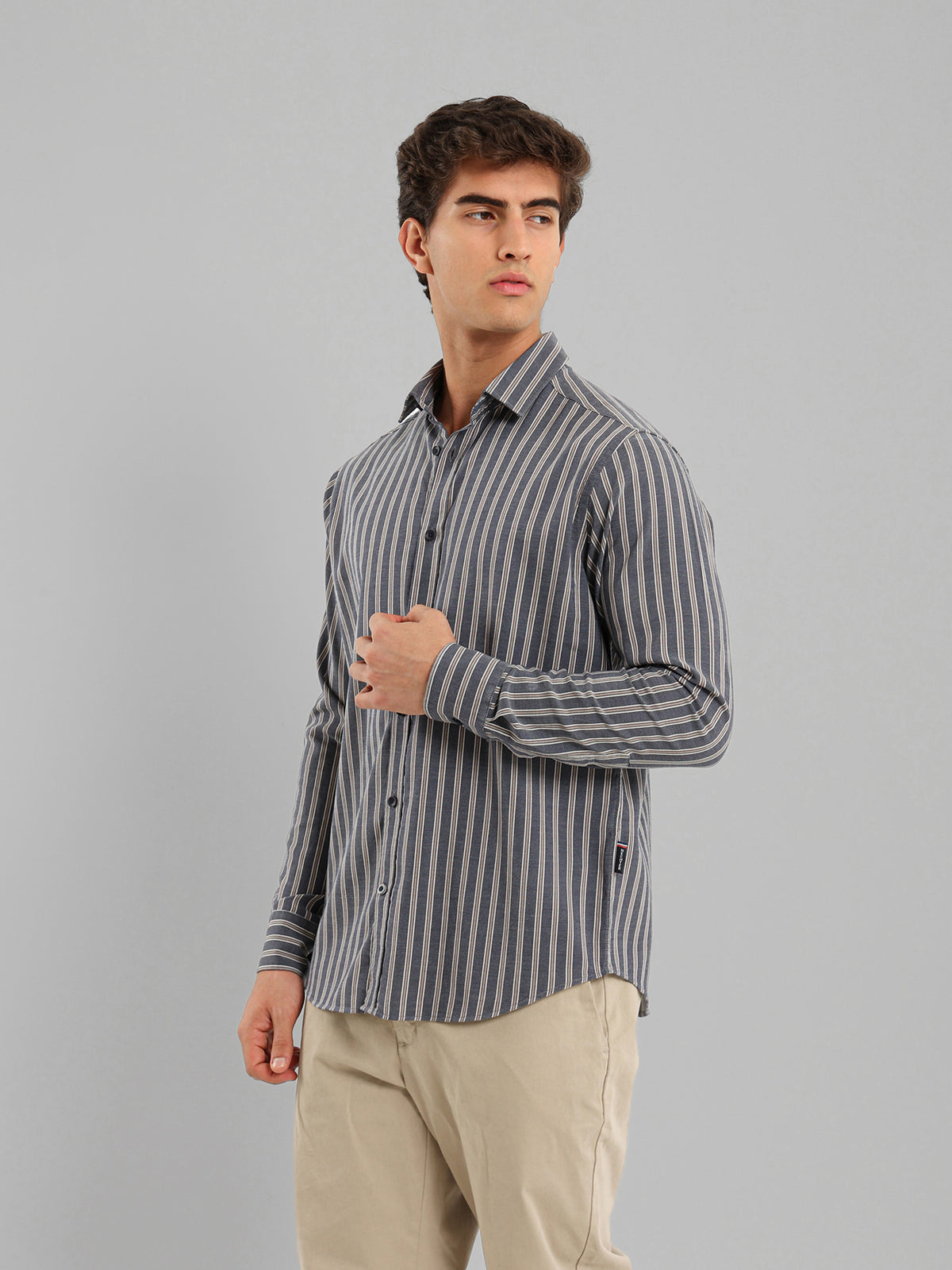 Kent Collar Cotton Tencel Striped Shirt