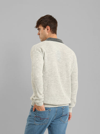 Long Sleeve Knit Polo with Contrast Placket