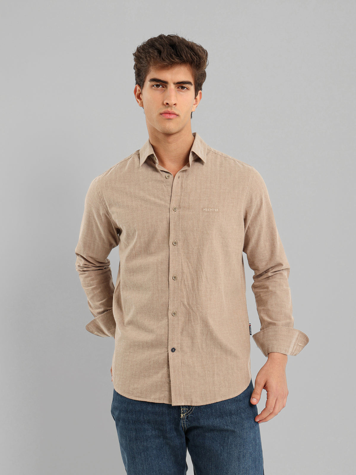Kent Collar Flannel Melange Shirt