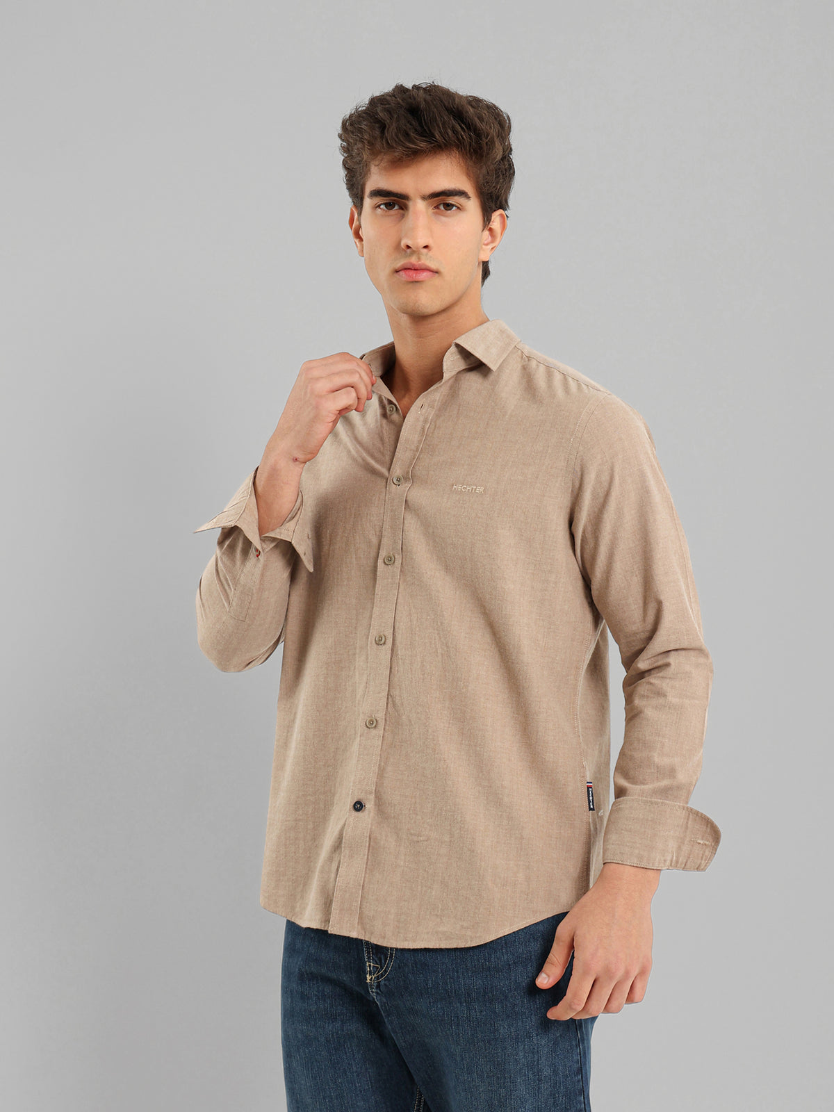 Kent Collar Flannel Melange Shirt