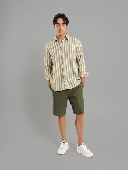 Kent Collar Striped Casual Shirt