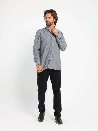 Basic Flannel Twill Long-Sleeve Shirt