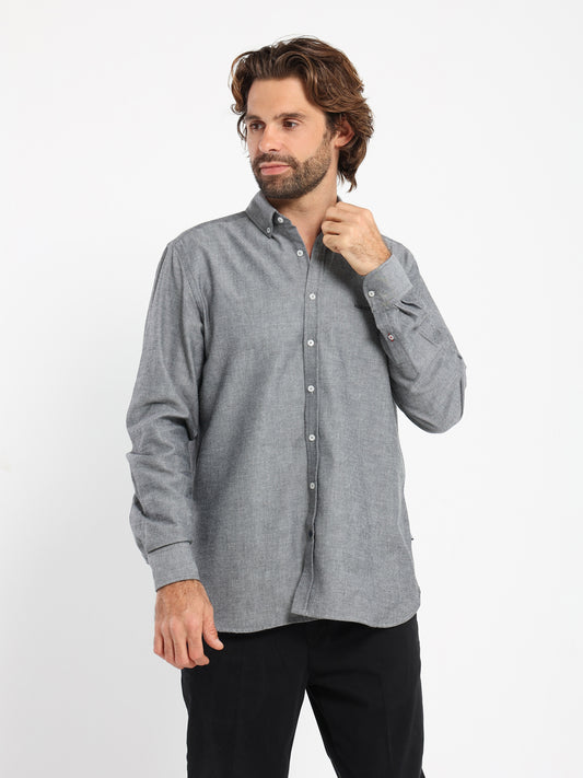 Basic Flannel Twill Long-Sleeve Shirt