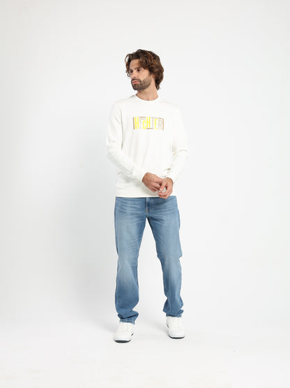 Round-Neck Sweatshirt with Place Print