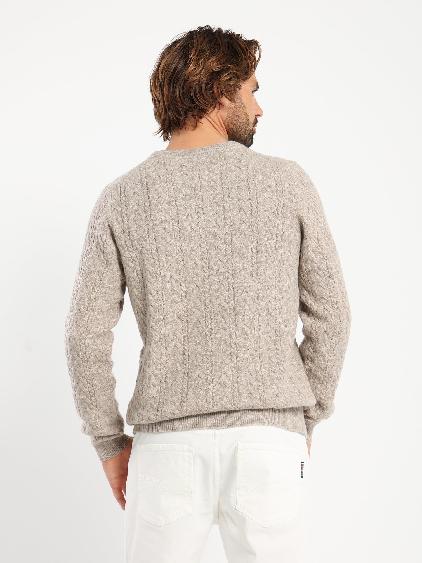 Round-Neck Cable Knit Pullover