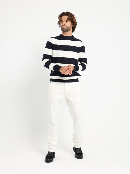 Round-Neck Striped Pullover