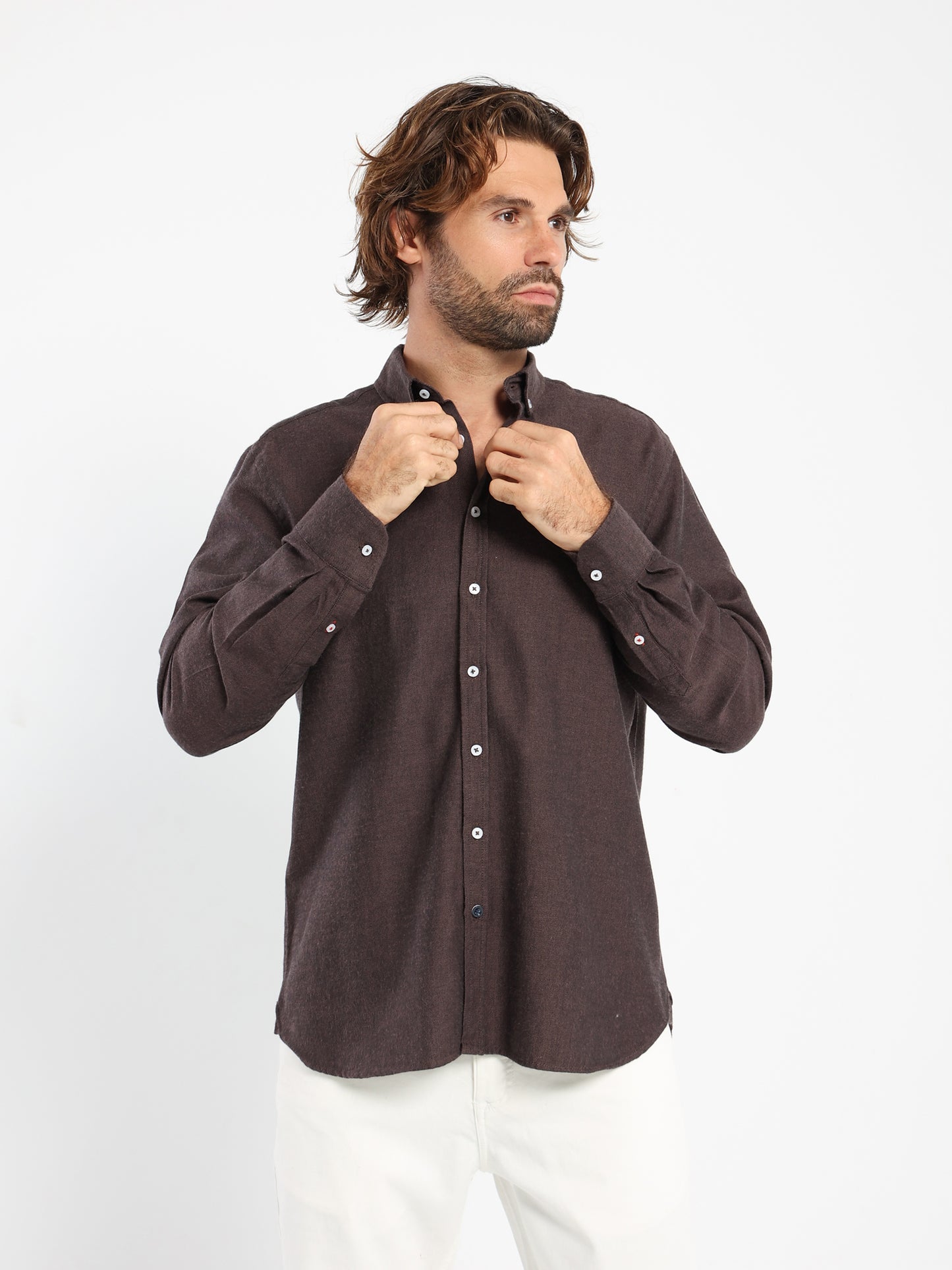 Basic Flannel Twill Long-Sleeve Shirt