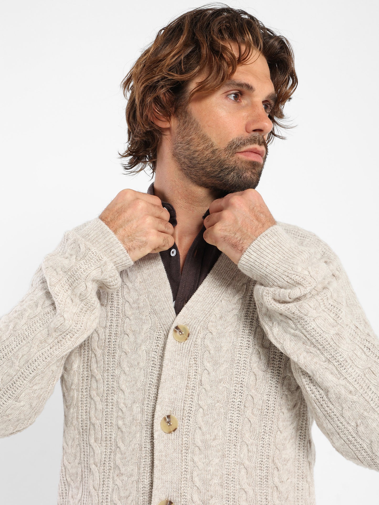 Cable Knit Button Cardigan