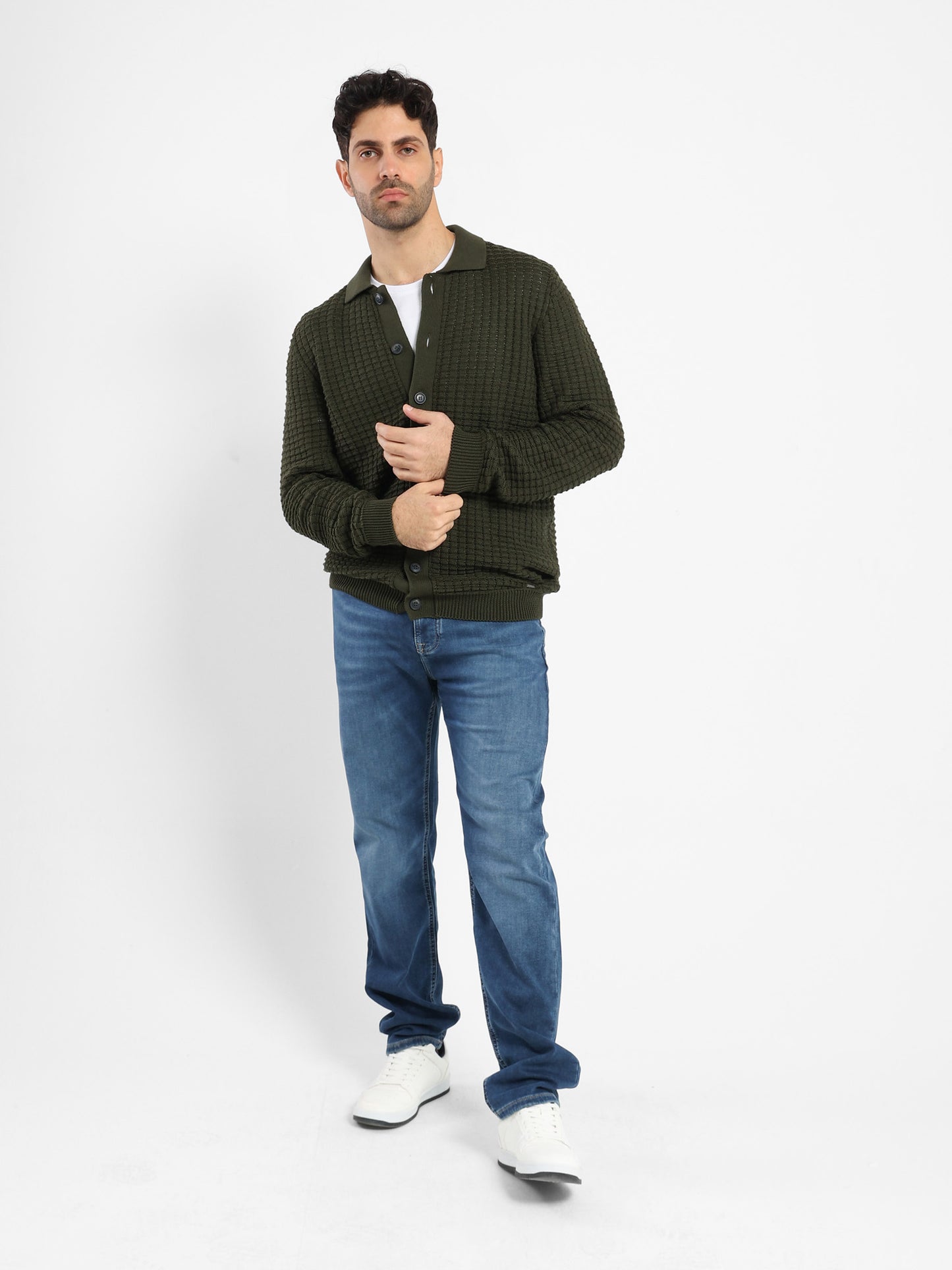 Structured Cardigan with Collar and Buttons